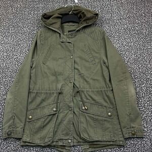 Miss London Utility Jacket Women Large Green Long Sleeve Snap Button Pockets L